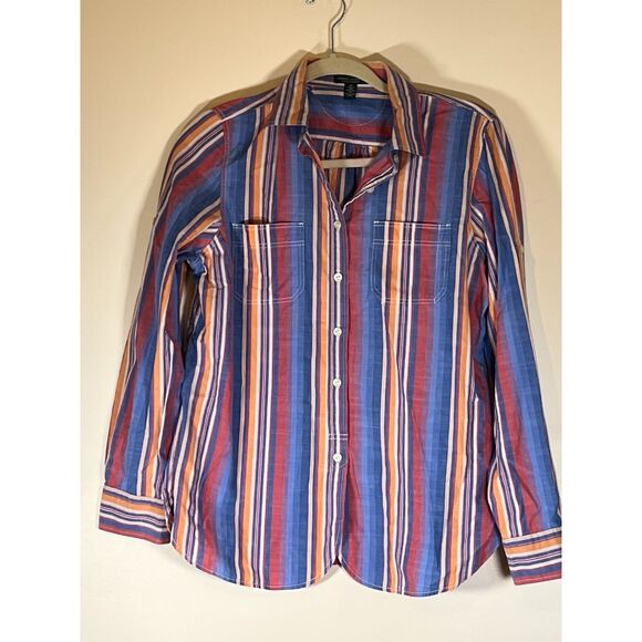 Vintage Ralph Lauren Striped Button-Up Shirt Long Sleeve‎ Pockets - Size Medium - Picture 1 of 6